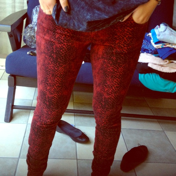 ❌Sold Red printed jeans