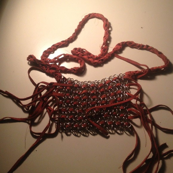 Orange suede necklace