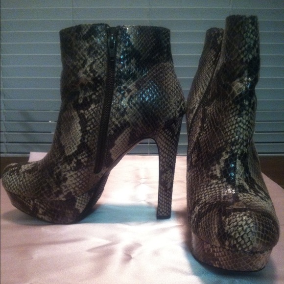 Snake skin ankle boots