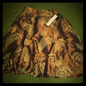 Brown skirt with gold leaf detailing