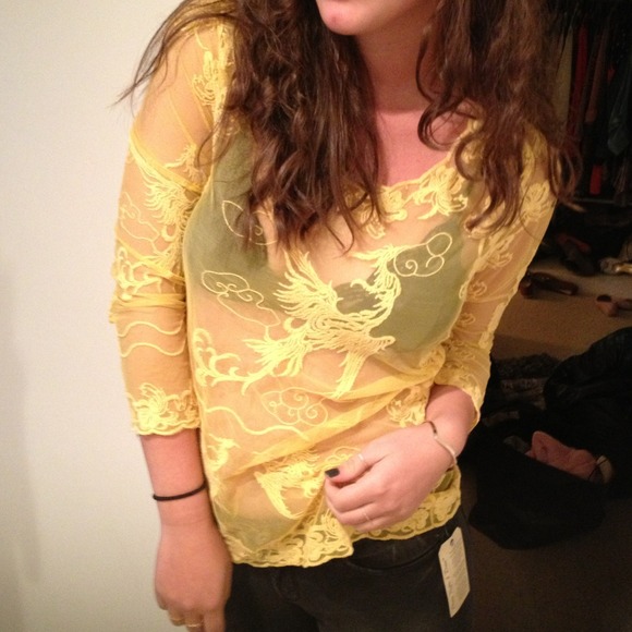 ❌Sold Yellow lace sheer long sleeve