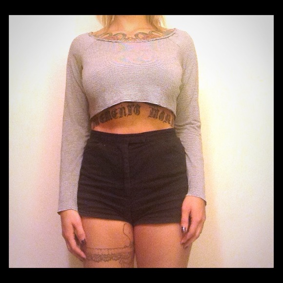 Striped Long Sleeve Crop Top