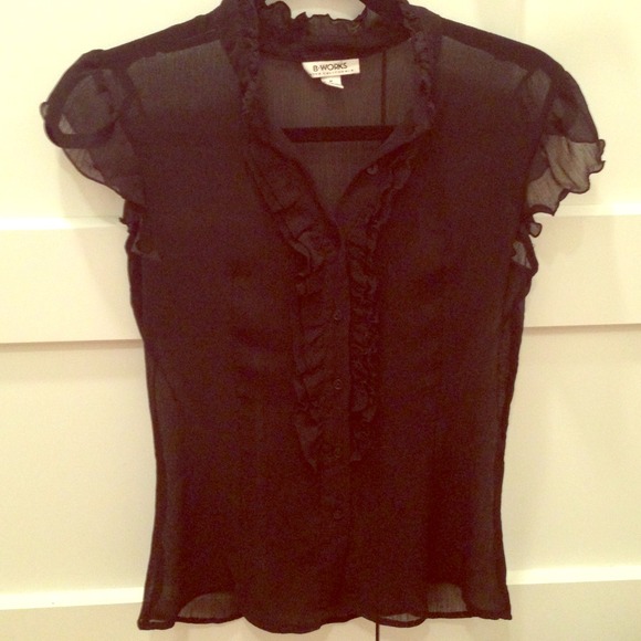 Sheer black ruffle top