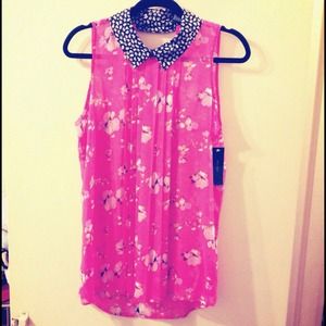 ❌SOLD❌Floral pink pleated halter top