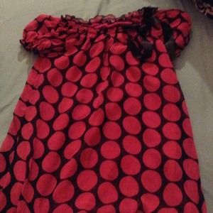 Pink and Black Polka Dot Blouse