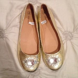 Gold Snakeskin Flats