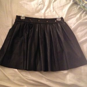 Lulu's black faux leather pleated skirt. Lulu's black faux leather pleated skirt.