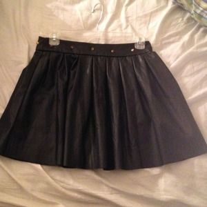 Lulu's black faux leather pleated skirt.