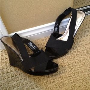 Strapped Black Wedge