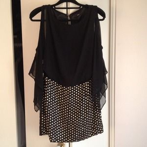 NEW LF black and gold cold shoulder dress