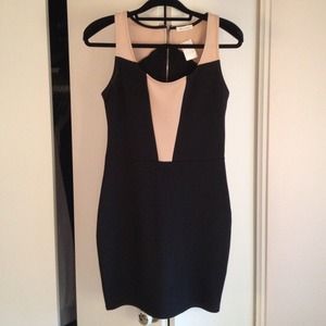 NEW Black and Tan scuba bodycon dress