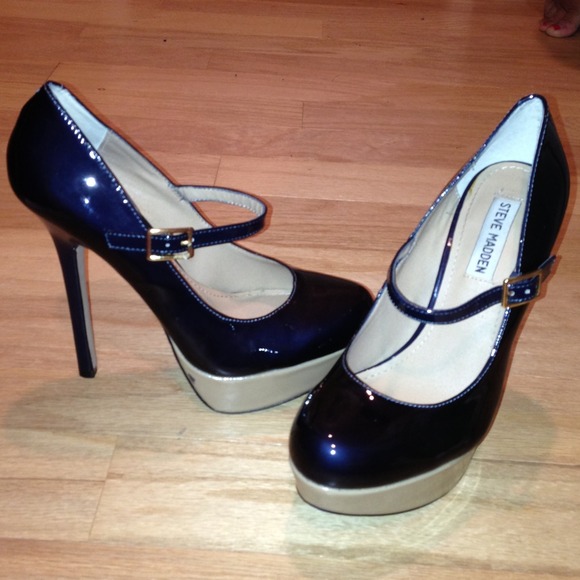 Blue Multi Patent Faux Leather Mary Jane Platforms