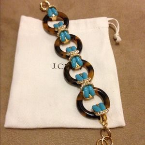 JCREW Tortoise And Turquoise Circle Link Bracelet
