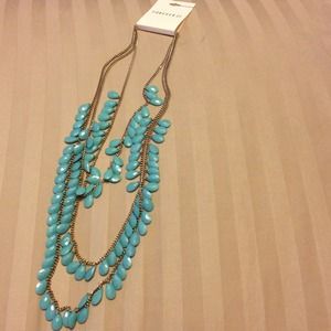 Turquoise and gold layered necklace