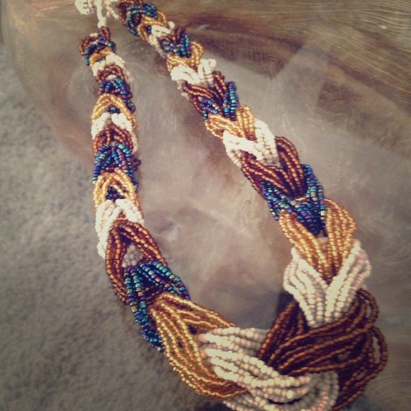 handmade Jewelry - Reserved!Beautiful bold chunky woven bead necklace
