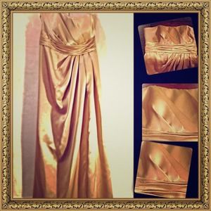 Long Gold Metal Distressed Evening Gown