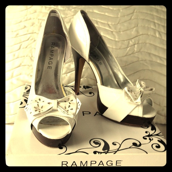 White Patent Peep Toe Stilettos