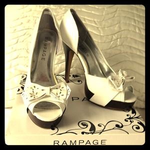 White Patent Peep Toe Stilettos