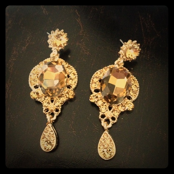Gold Crystal Chandelier Earrings