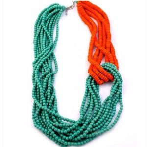 Wood bead statement necklace