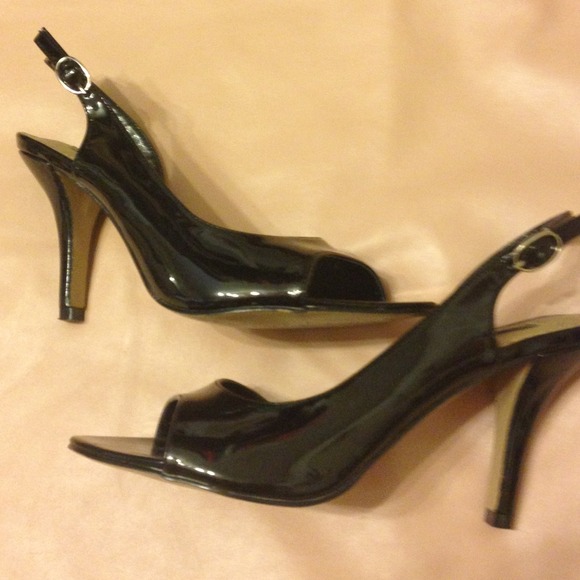 Black patent open toes