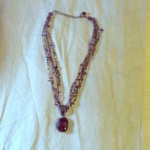 Purple and yellow/gold mini beaded necklace