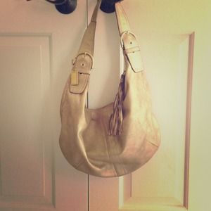 Coach- large suede gold hobo bag