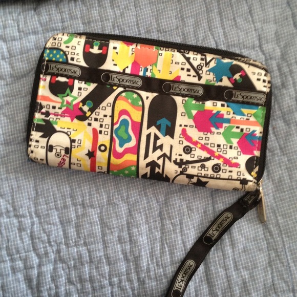 LeSportsac Wallet White Pink Yellow Blue green