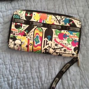 LeSportsac Wallet White Pink Yellow Blue green
