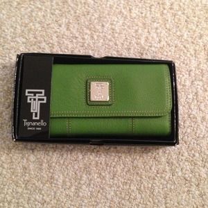 Green leather with silver hardware