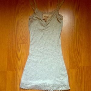 Lacey Trimmed Gray Tank Top