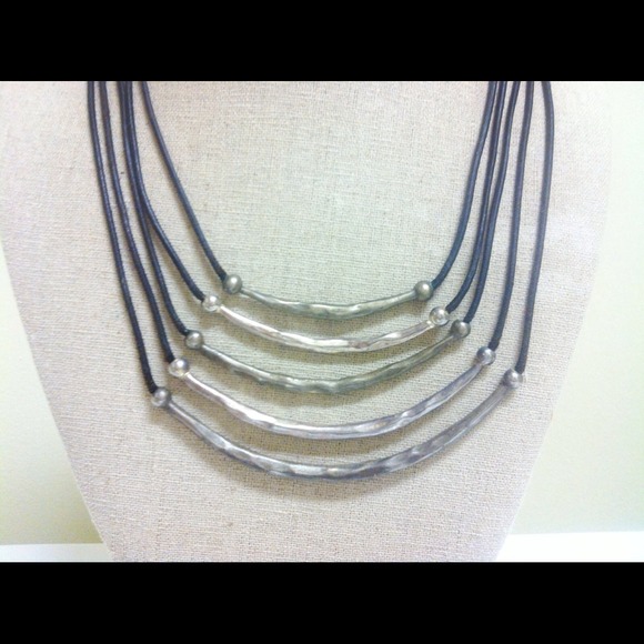 SOLD ** Necklace - Art Piece - Black & Pewter ** SOLD