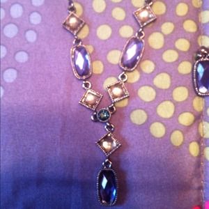 Beautiful blue and grey necklace with earrings!