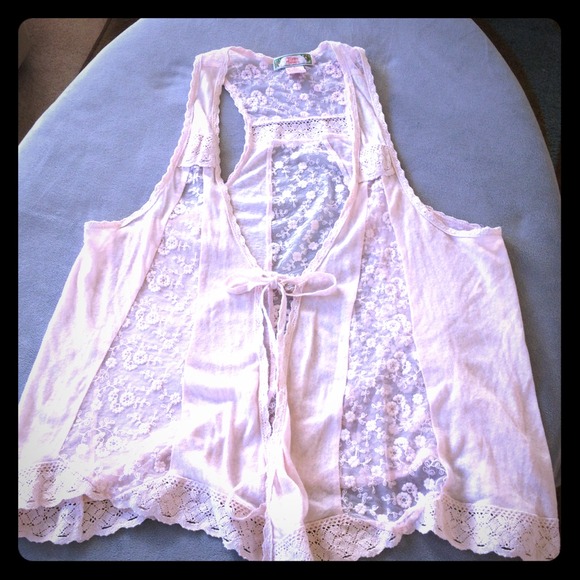 Light pink, long vest.