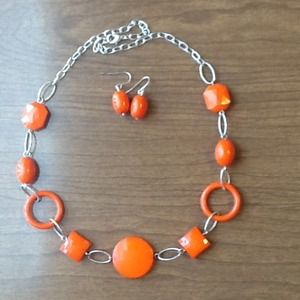 Orange Necklace and Earring Set!