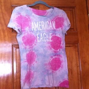 Blue and Pink American Eagle Graphic Tee
