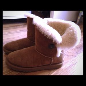 Tan buttoned UGGS, worn once!!!