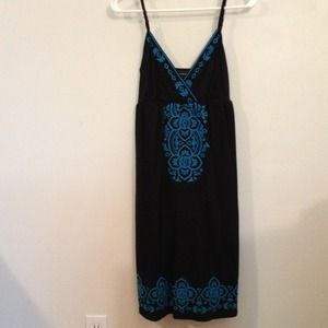 Black and turquoise sundress.