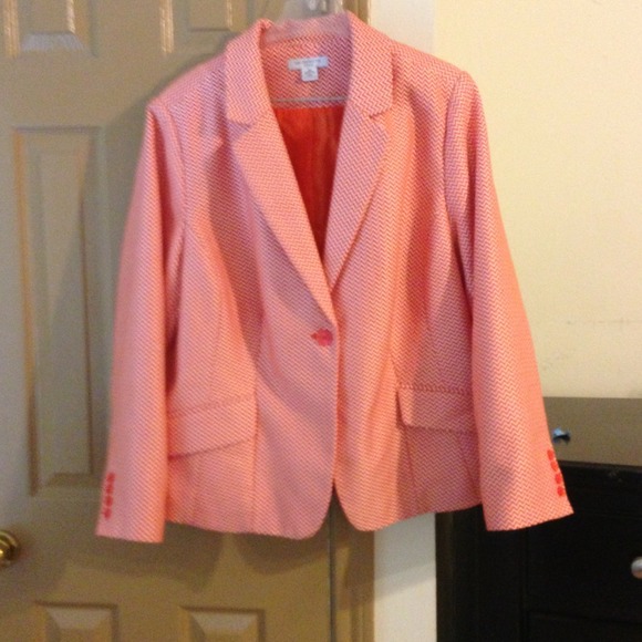 Orange and white chevron pattern suit jacket