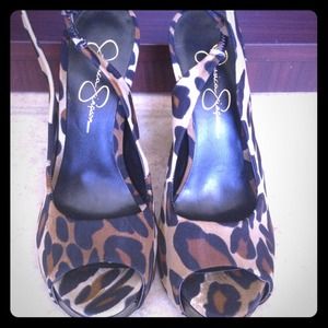 Leopard Print Jessica Simpson peep toe heel.