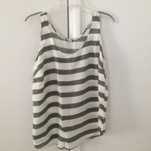 Olive green and off white striped tank.