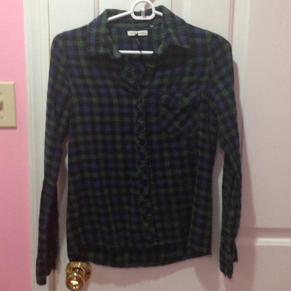 Cute forest green and blue plaid shirt
