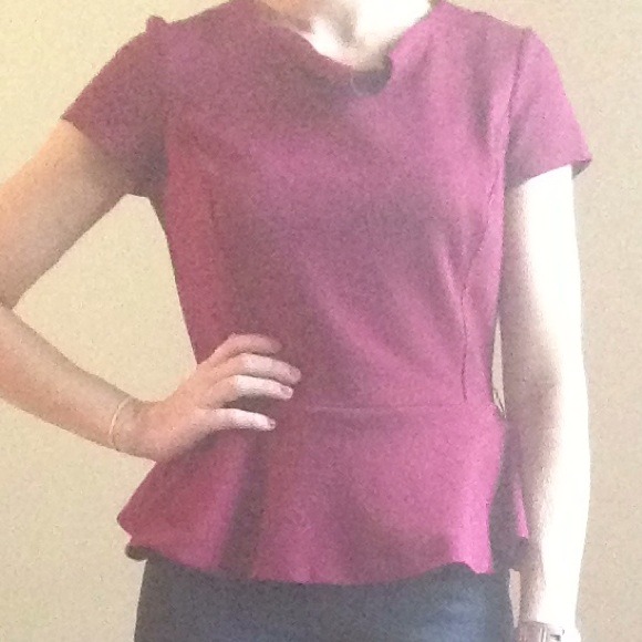 New York & Company Peplum Burgandy top