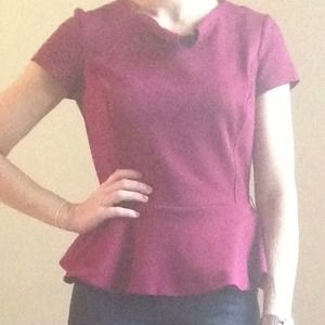 New York & Company Peplum Burgandy top