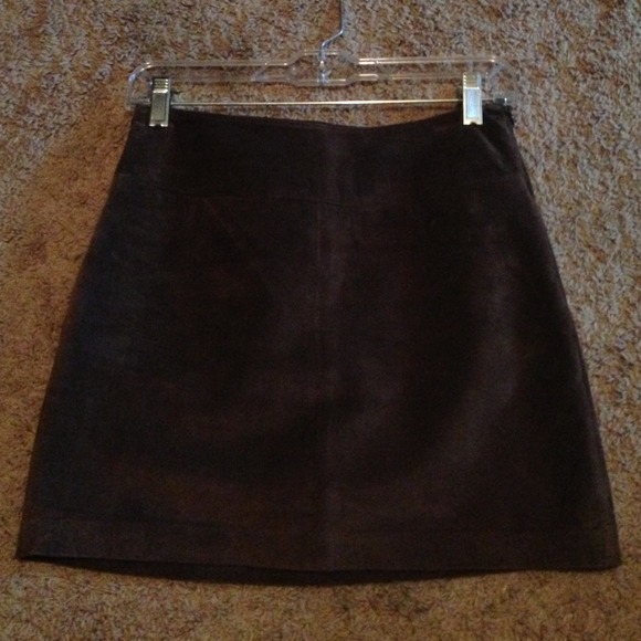 Chocolate brown genuine suede skirt