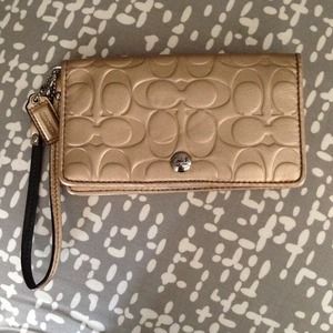 Gold Coach wristlet wallet