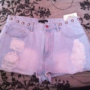 Forever 21 studded high waisted shorts