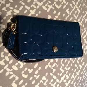 Blue/Green Coach wristlet wallet