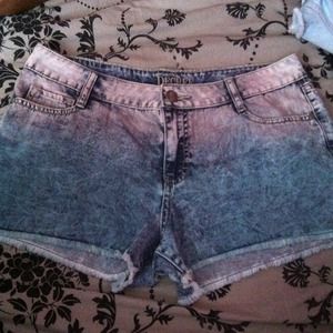 Acid wash high waisted shorts
