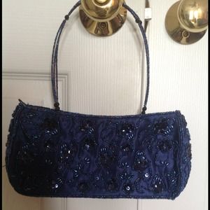 Royal blue beaded purse